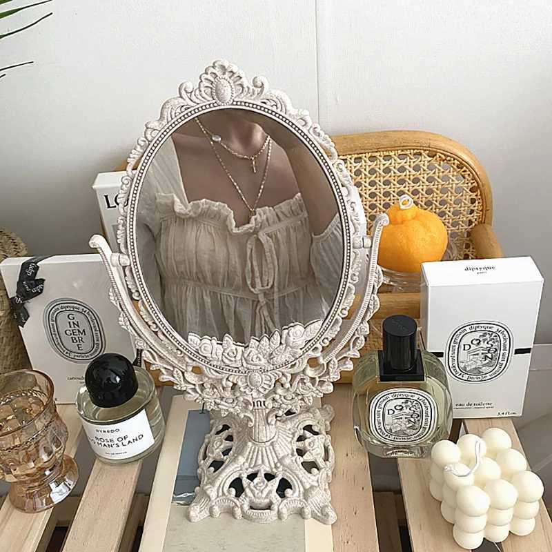 Nordic Makeup Mirror Ins Vintage Decorative Mirror Plastic Cosmetic Mirror Room Home Decor Espejos Decorativos Beauty Tools 1pcsXJ240813