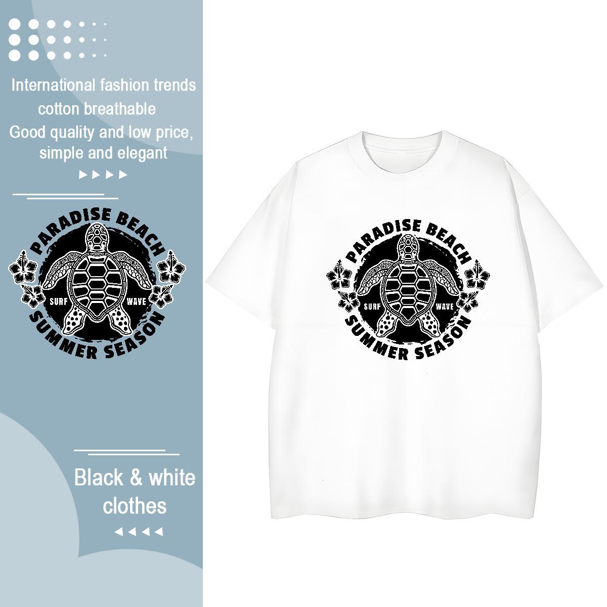 Wholesale Tshirt for Man Woman tortoise Daily Outfit 230g Cotton Tees Shirts Breathable Crew Neck Loose Fit T Shirt For Man Anime