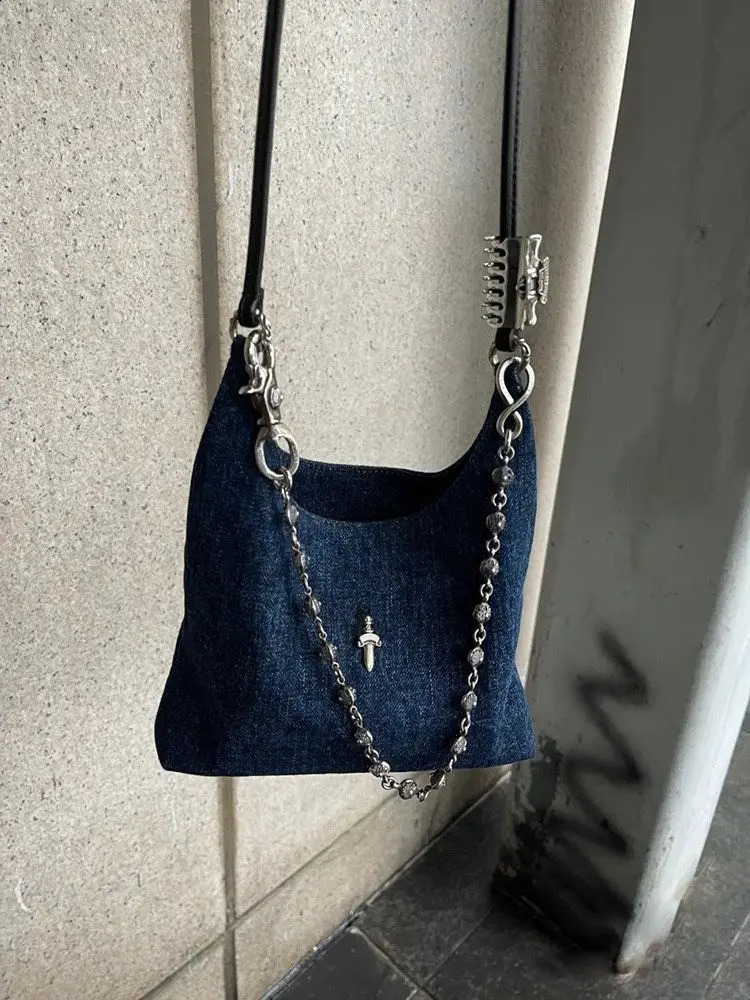 hot Haruku Bags Denim Crossbody: High Street Casual Shoulder Bag Women, Y2k Style Purse, Lightweight for Daily Use