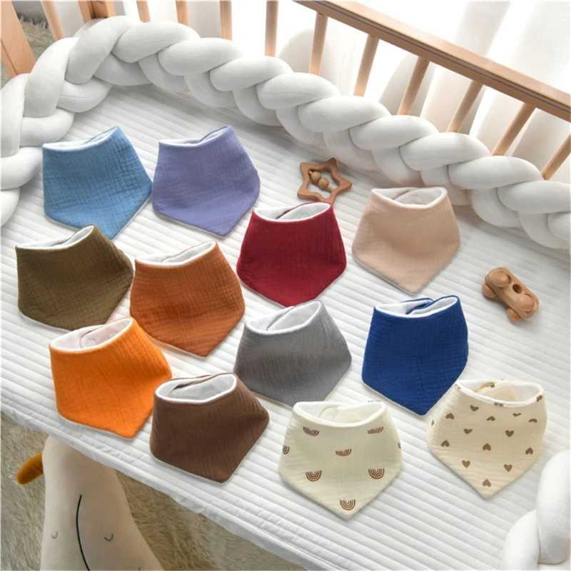 Bibs Burp Cloths Soft Thick Cotton Baby Bib Solid Color Newborn Triangle Scarf Super Absorbent Baby Drooling Bib Feeding Burp Cloth Saliva TowelL4812