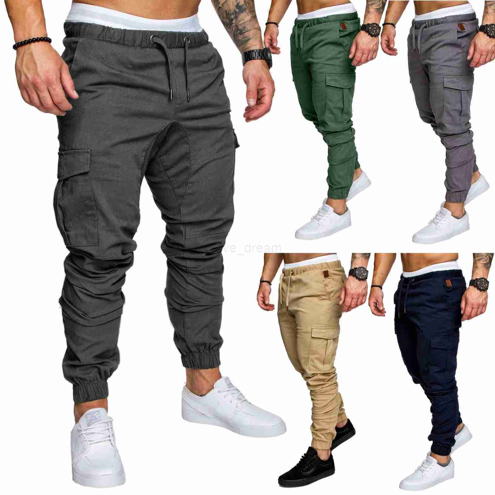 New Mens Casual Work Pants With Multiple Pockets Sports Jogger PantsXJ240813
