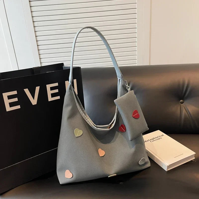 Sewing thread casual shoulder bag solid indoor company selling womens zipper canvas handbag 240813
