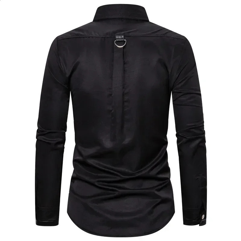 High quality mens Gothic style rivet solid color product shirt ultrathin fit clothing party stage 240812