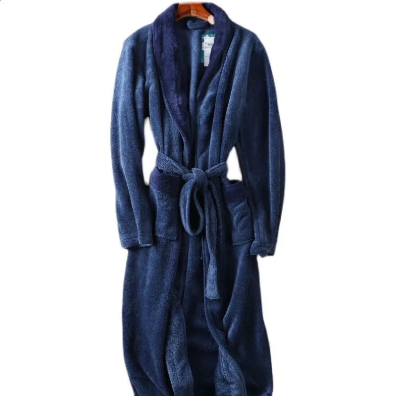 Nightgowns For Men Robes Coral Fleece Very Long Thickening Sleep Gown Plus size S-XXL 240812