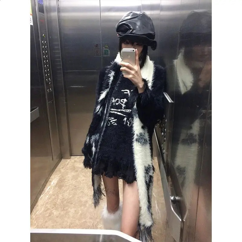 Deeptown Y2k Gothic Black Women Sweater Japanese Harajuku Fashion Knit Pullovers Loose Autumn Vintage Punk Letter Grunge Jumper 240812