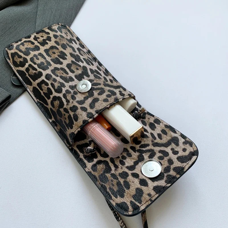 Fashion Mini Crossbody Bag Women Leopard Printing Shoulder Messenger For Girls Serpentine Leather Bolsas Ladies Phone Purse 240812