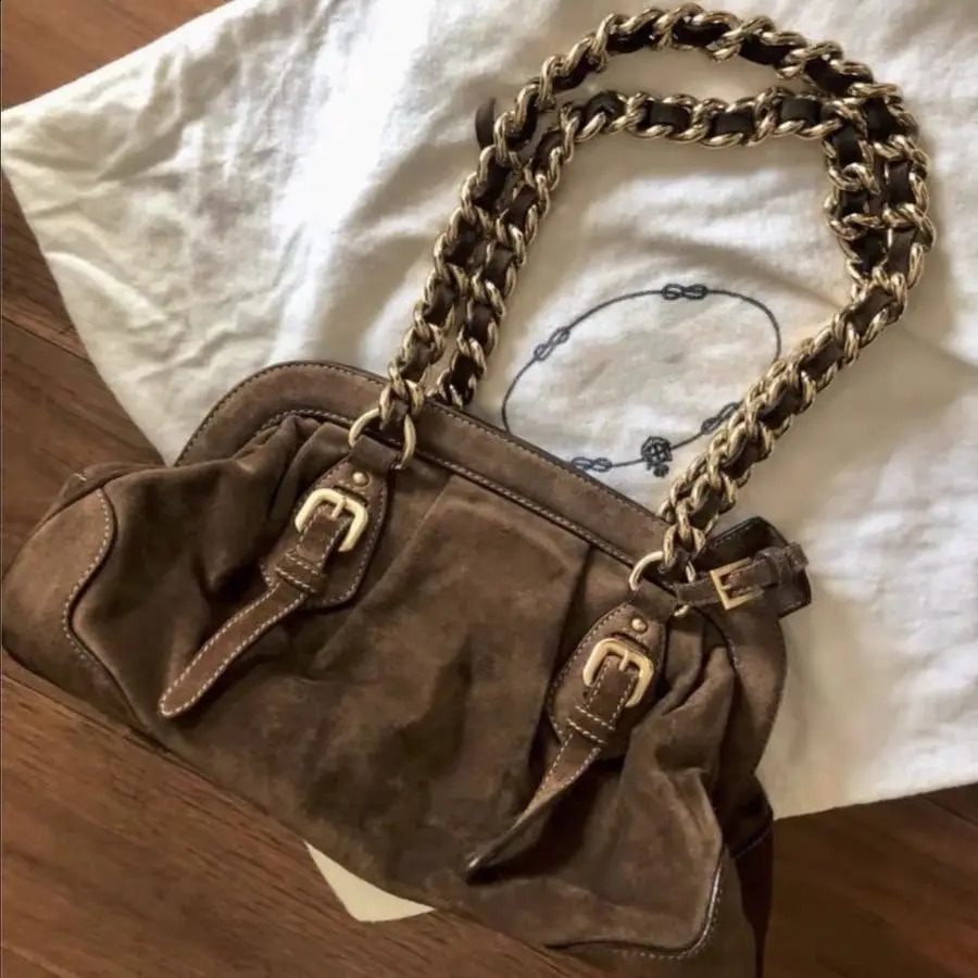 Leather Chic Vintage Handbag for Women - Brown Shoulder Bag with Chain 4
