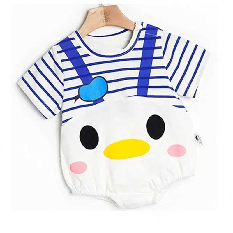 Cotton baby short sleeved triangular jumpsuit boys and girls cartoon pendant clothing jumpsuit 0-24M W240812