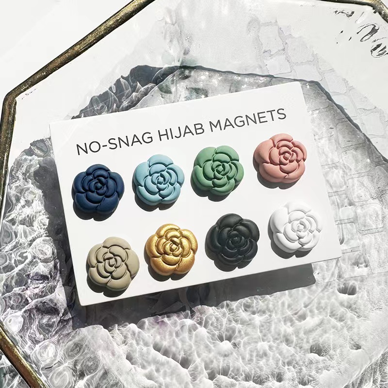 Camellia magnetic buckle scarf buckle collar clip magnetic suction buckle brooch scarf shawl fixed anti light magnetic buckle