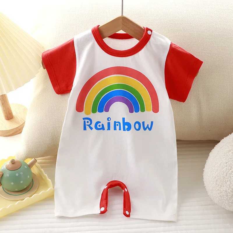 2024 new childrens clothing ultra-thin cotton summer treasure baby short sleeved jumpsuit boys and girls jumpsuit W240812
