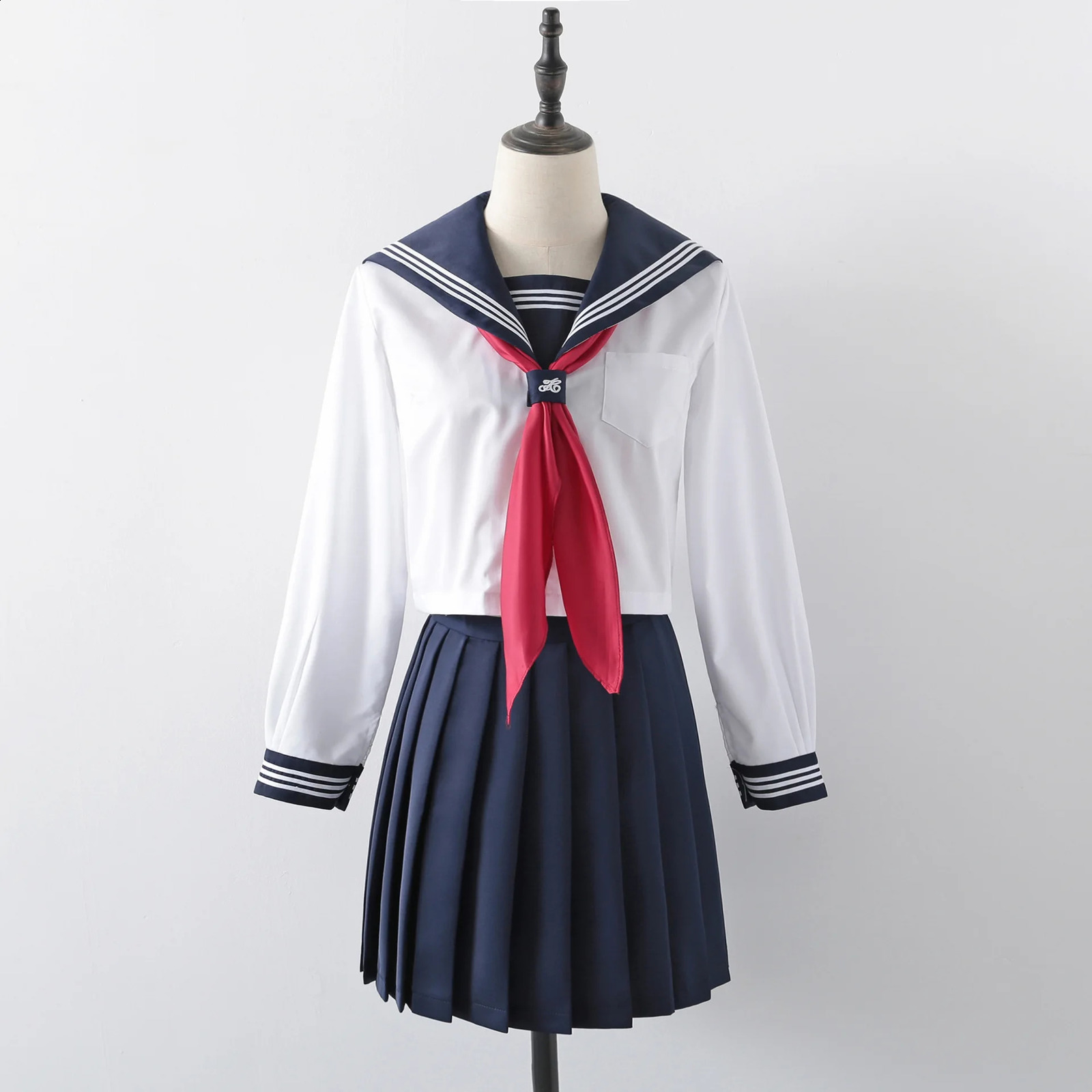 Japanese JK Suit Three Lines Woman School Uniform High Sailor Navy Cosplay Costumes Student Girls Pleated Skirt 240812