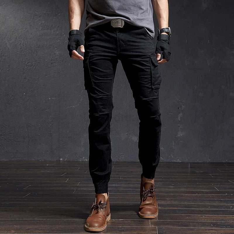 2024 New High Quality Khaki Casual Pants Men Tactical Joggers Camouflage Cargo Pants Multi-Pocket Fashions Black TrousersXJ240813