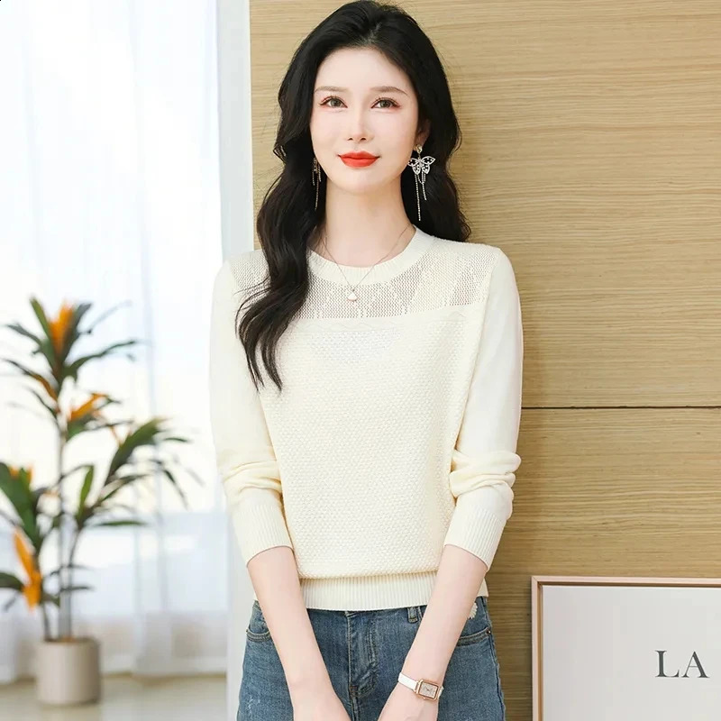 Sweater Women Fashion Long Sleeve Stretch Tops Women Knitted Pullovers Long Sleeve Bottoming Knitted Sweater 240812