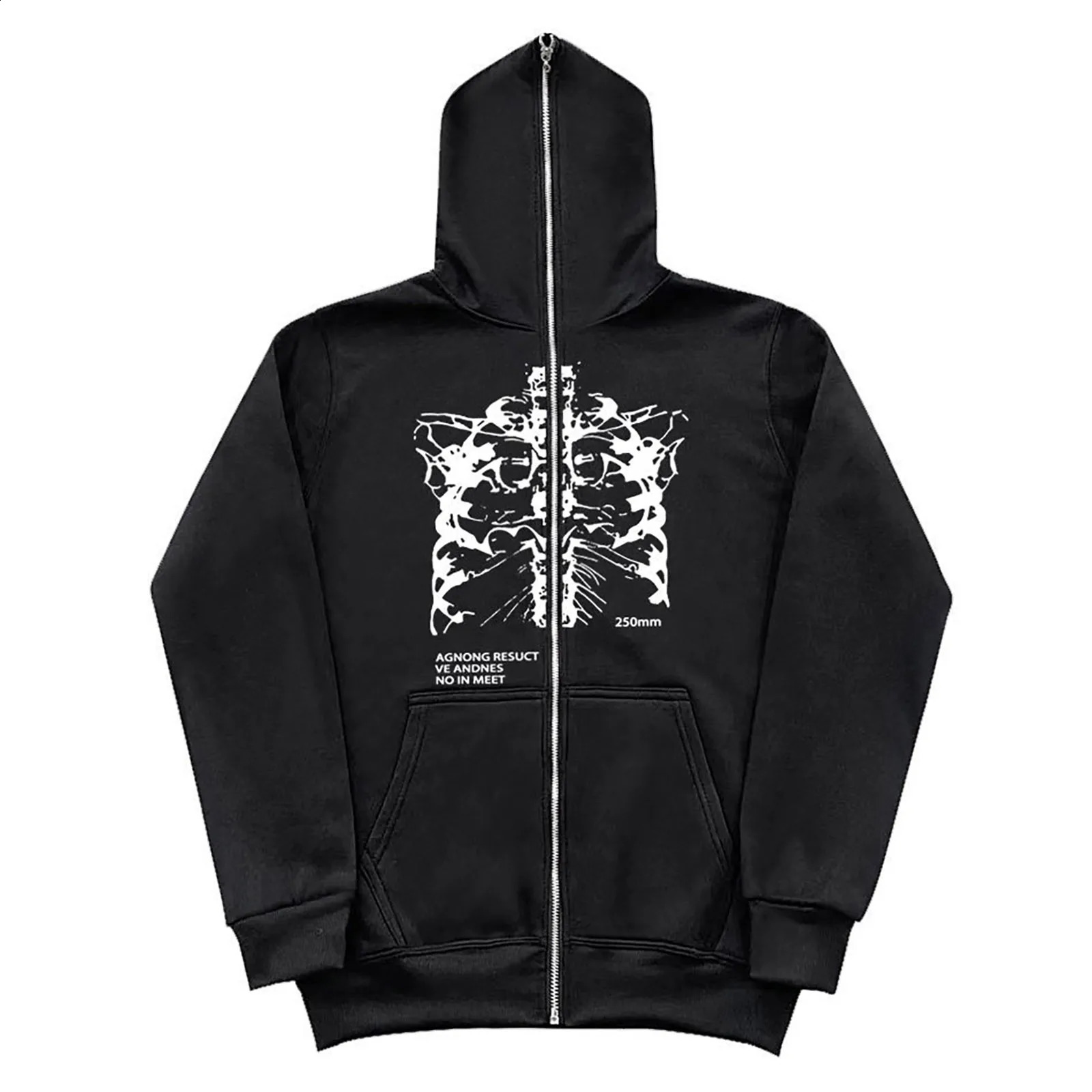 Gothic Hoodies Hip Hop Streetwear Zip Up Jackets Women Y2K Casual Sweatshirts Long Sleeve Harajuku Pocket Hooded 240812