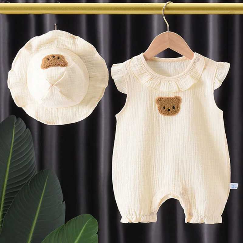 Cotton Summer Baby Hoodie Set 2pcs Bear Cotton Newborn Hoodie Boys and Girls Clothing Preschool Onesie Baby Set W240812