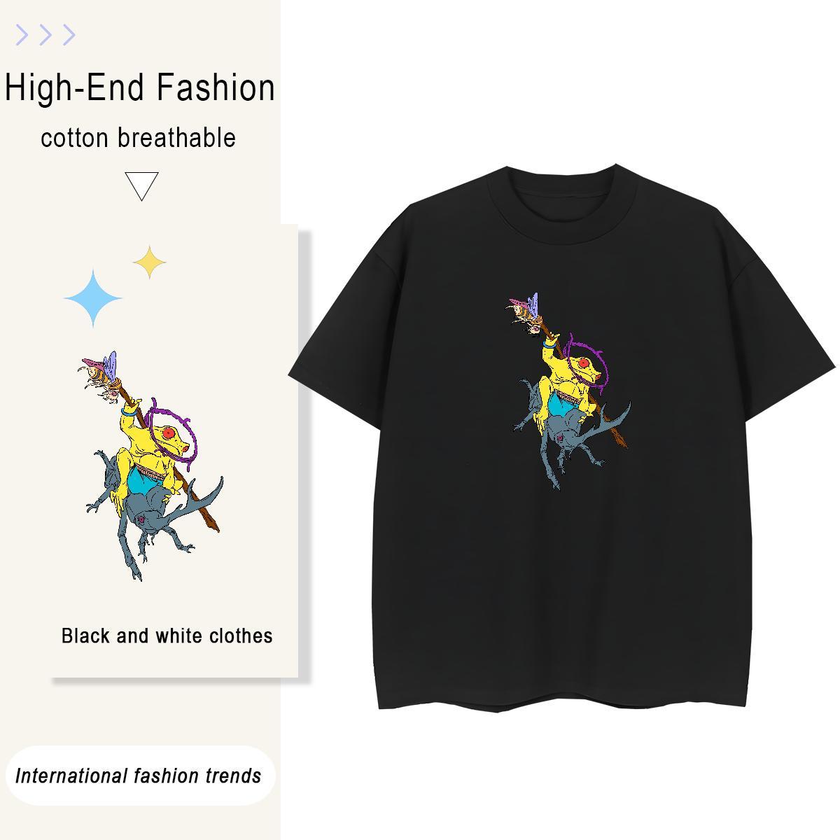 2024 Men Tshirts Frog Street Wear 230g Cotton Tops Short Sleeve O-Neck Loose T Shirts Men Custom Anime