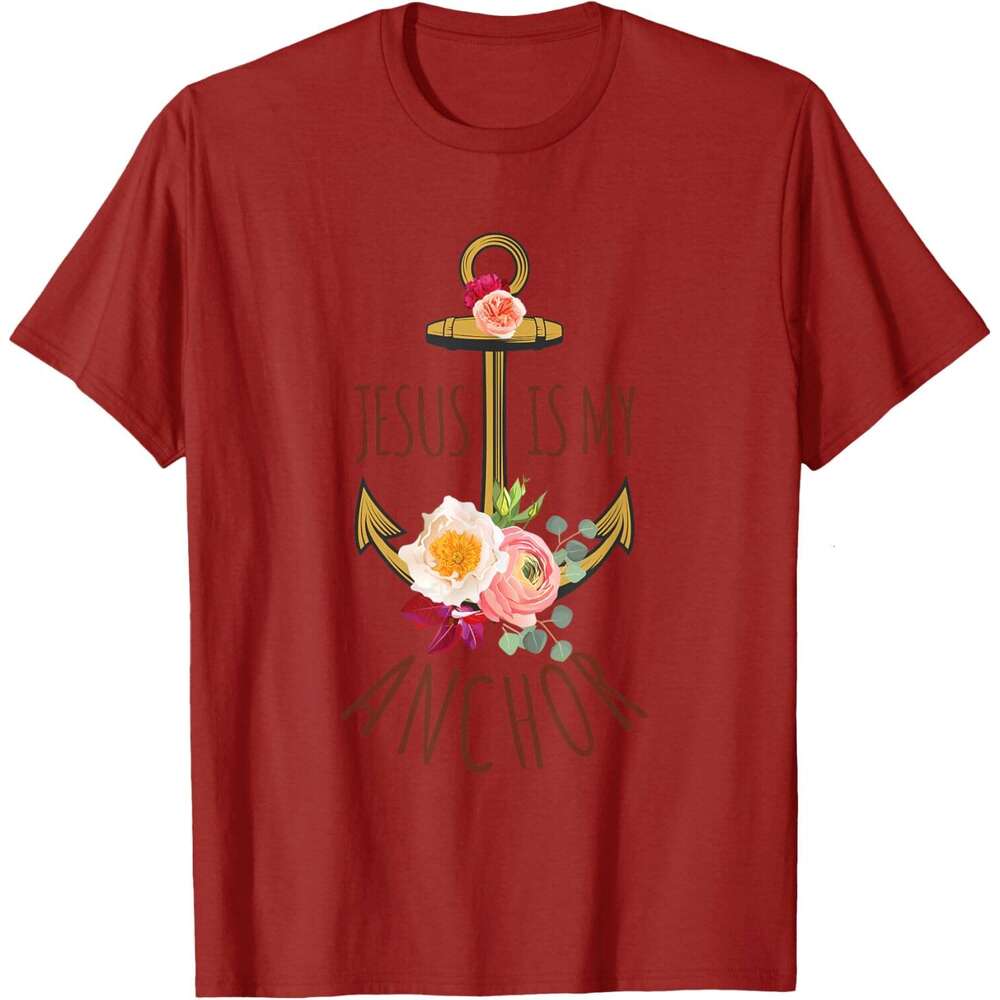 25ss T shirt for Mens Jesus Is My Anchor Religious Beautiful T-Shirt Shirts Tshirt Graphic Tee Casual Tops Short sleeve Free shipping