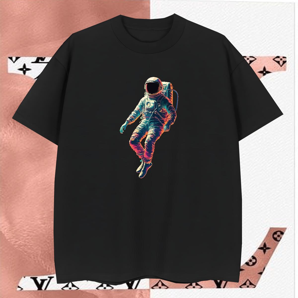 T-Shirts 230g Cotton cosmonaut Hip Hop Breathable Soft Floral Print Tshirts Fashion Designer Brand Tee Shirt