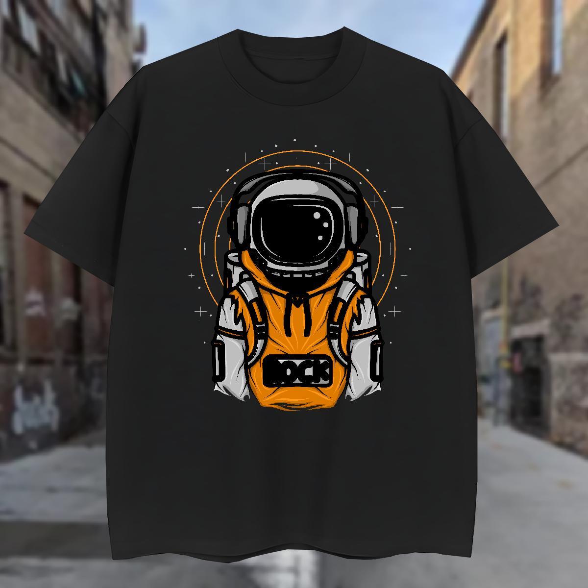 T-Shirts for Men 230g Cotton cosmonaut Hip Hop Street Breathable Soft Custom Printing Men Tshirts Stylist Cool Design Top Tees