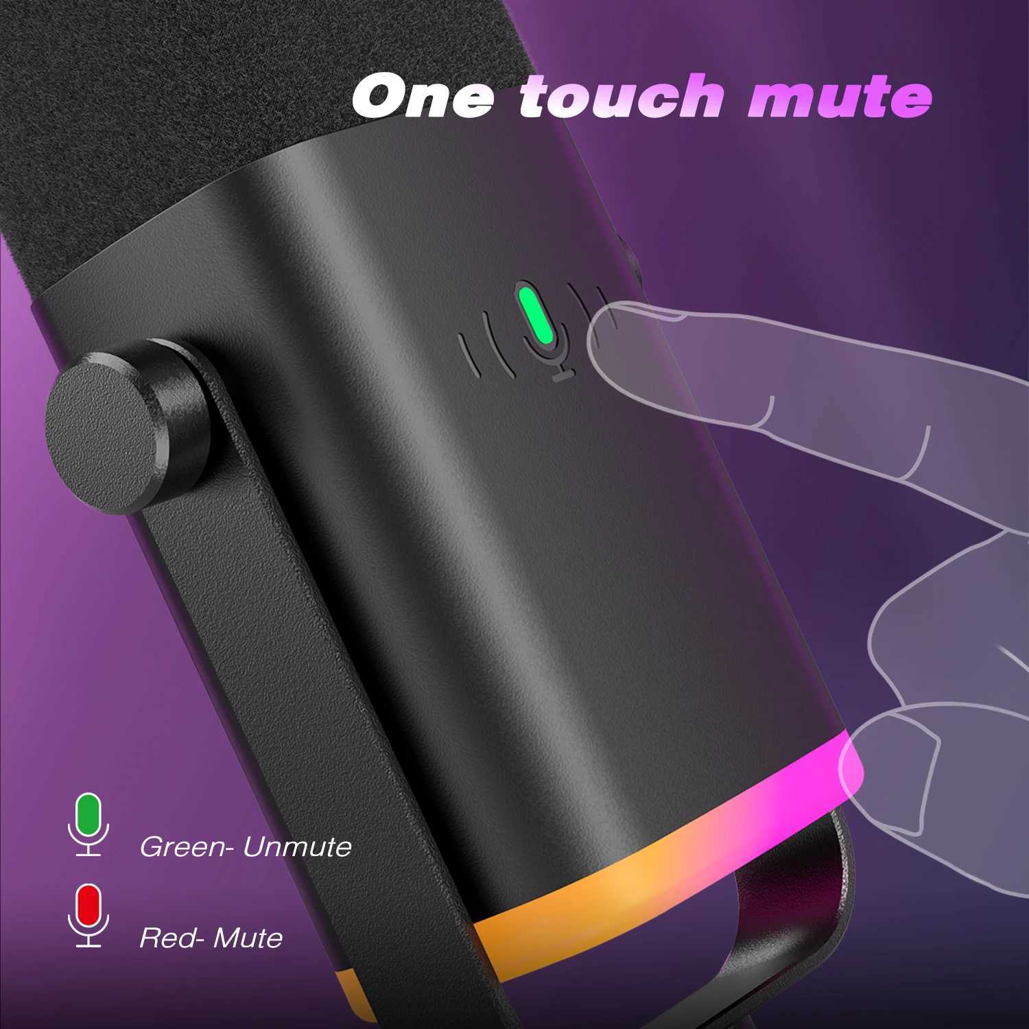 FIFINE USB/XLR Dynamic Microphone with Touch Mute ButtonHeadphone jackI/O Controlsfor PC PS5/4 mixerGaming MIC Ampligame AM8 CL24813