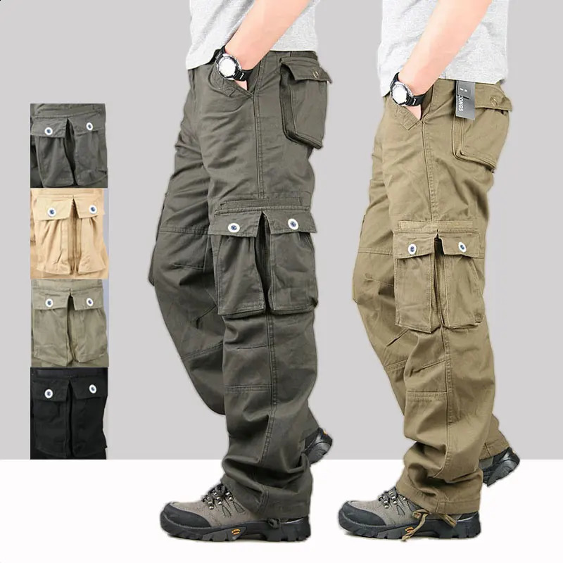 Spring and autumn mens cargo pants cotton casual multi pocket Pantalon fashion tactical 240812