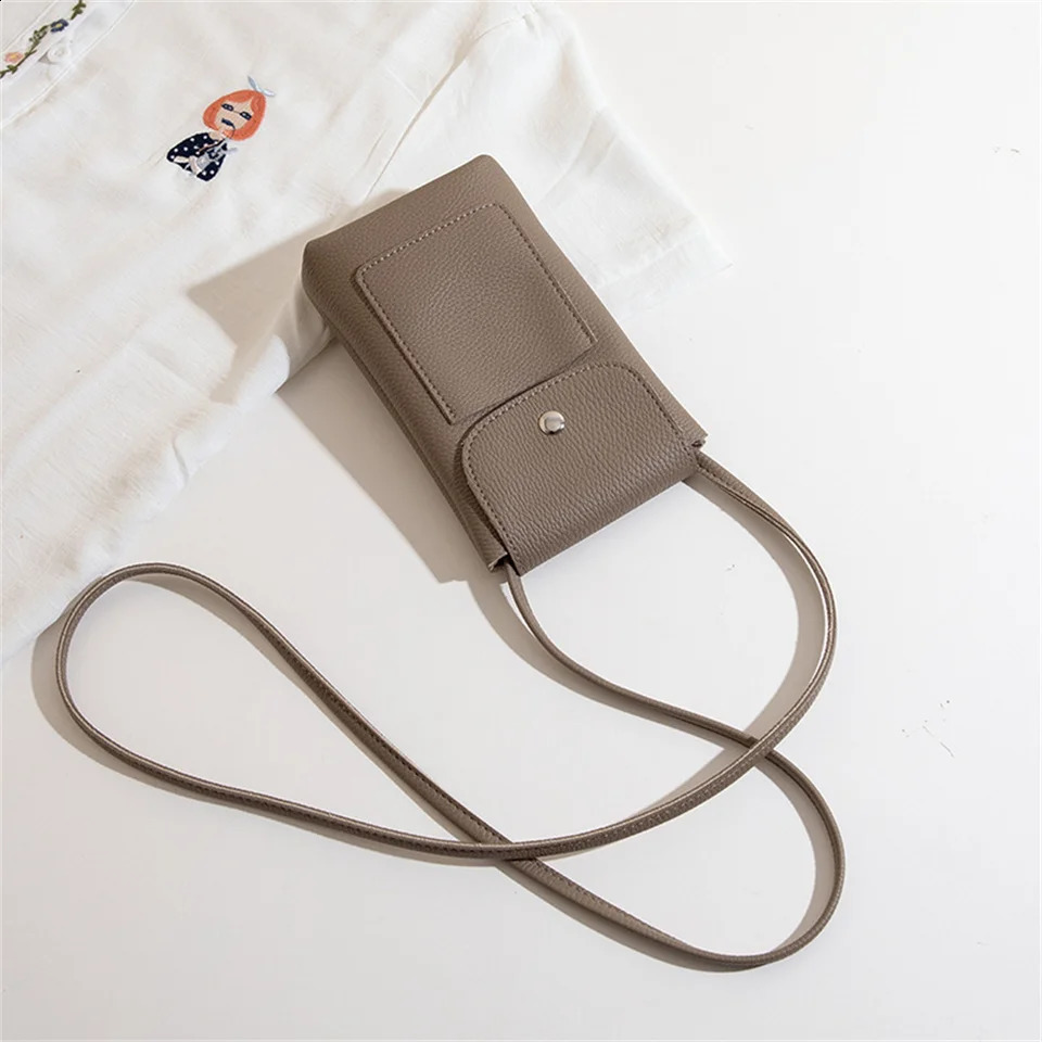 Womens Soft Leather Flip Cross Bag Mini Phone Shoulder Simple Solid Handbag Money 240813