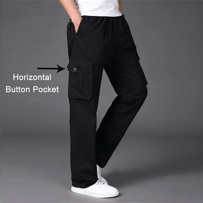 Men Fat Pants Plus Size Cargo Sweatpants Oversized Casual Overalls Big Size Loose Trouser Sports Streetwear Tactical Youth 6XL 240812