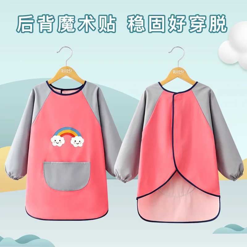 Bibs Burp Cloths Cute Cartoon Infant Eating Bib Burp Cloths Painting Drawing Apron Long Sleeved Waterproof Childrens Overalls Raincoat SuppliesL4812