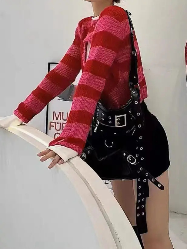 JIAERDI High Street Vintage Handbag Women Rivet Large Capacity Casual Crossbody Bags Ladies Moto Biker Black Messenger Bag 240813