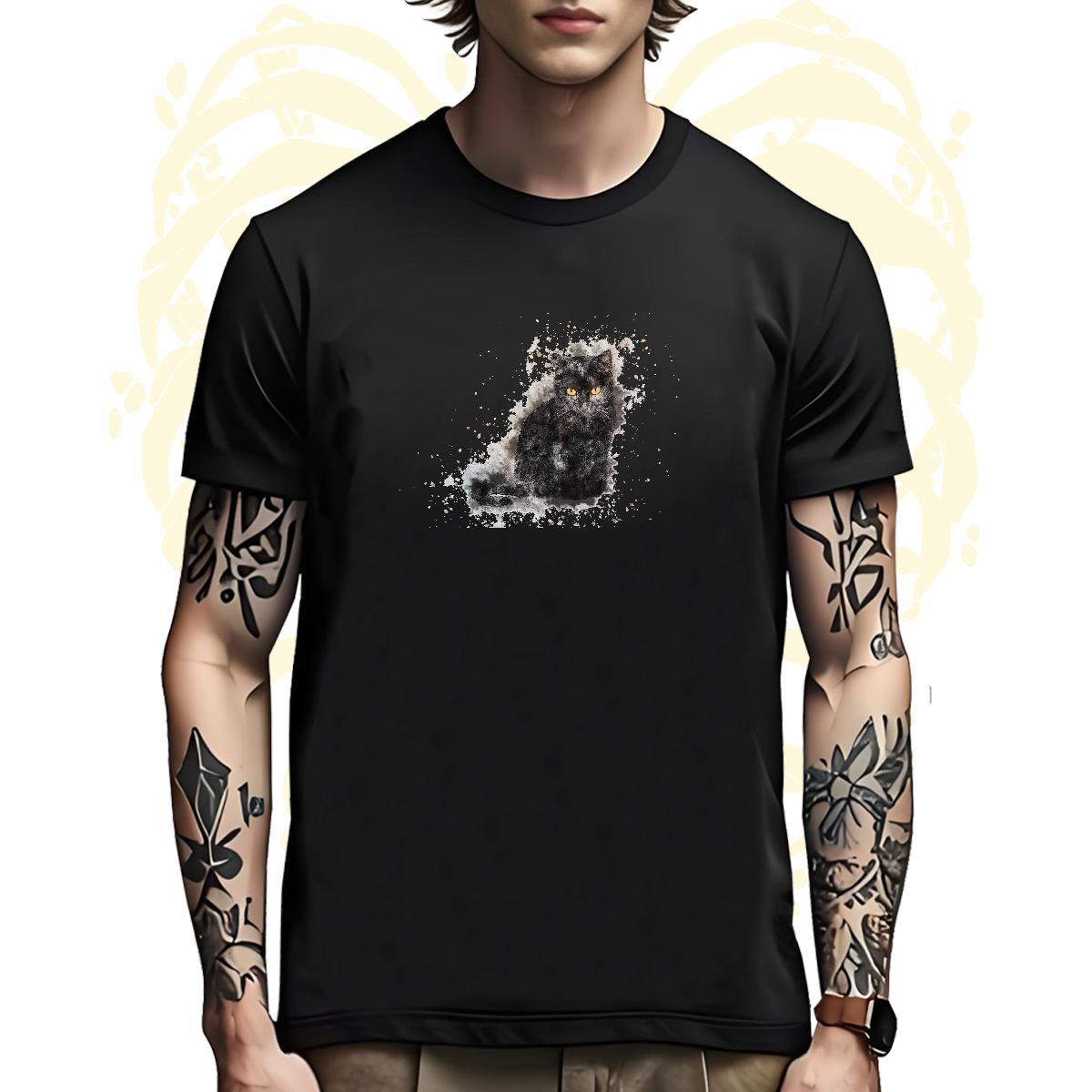 Cool T Shirts Men cat Short Sleeve O-Neck Outdoor Custom Big Size 100% Cotton 230g Men Tees Classic Wear