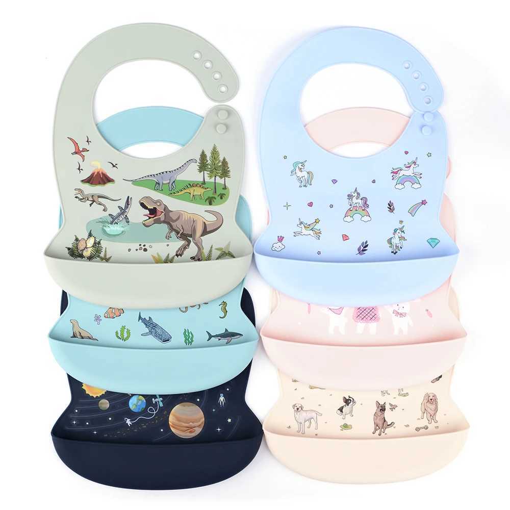 Bibs Burp Cloths LOFCA 1pc Silicone Bibs For Kids Newborn Baby Bibs Waterproof Silicone Feeding Baby For Toddler Breakfast Feedings AdjustableL4812