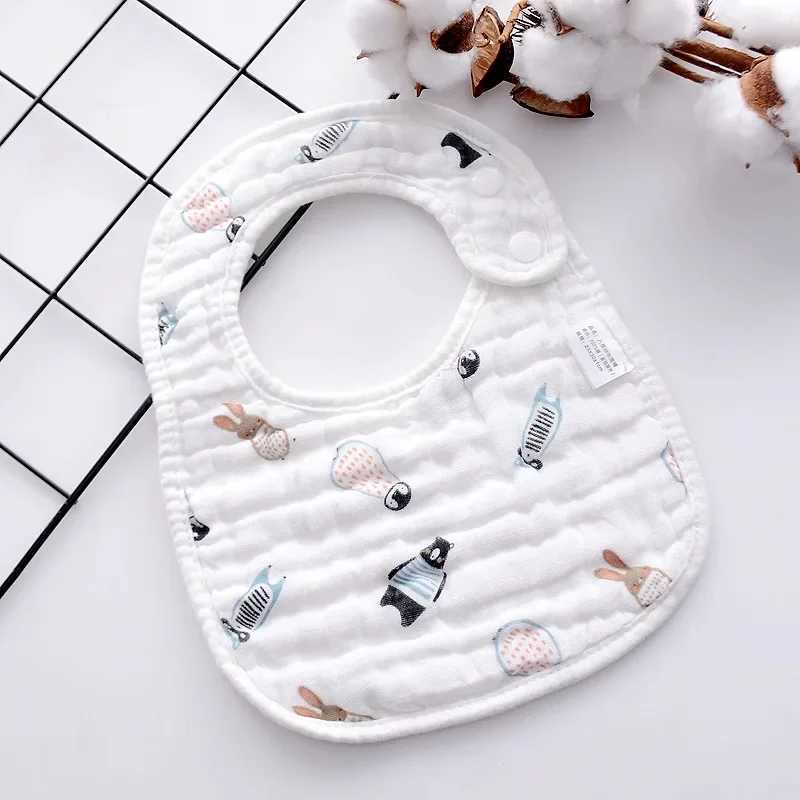 Bibs Burp Cloths 8 layers of gauze u-shaped bib baby printed cotton saliva towel cotton absorbent thickened baby bib Soft Burp Cloth Kid BibL4812