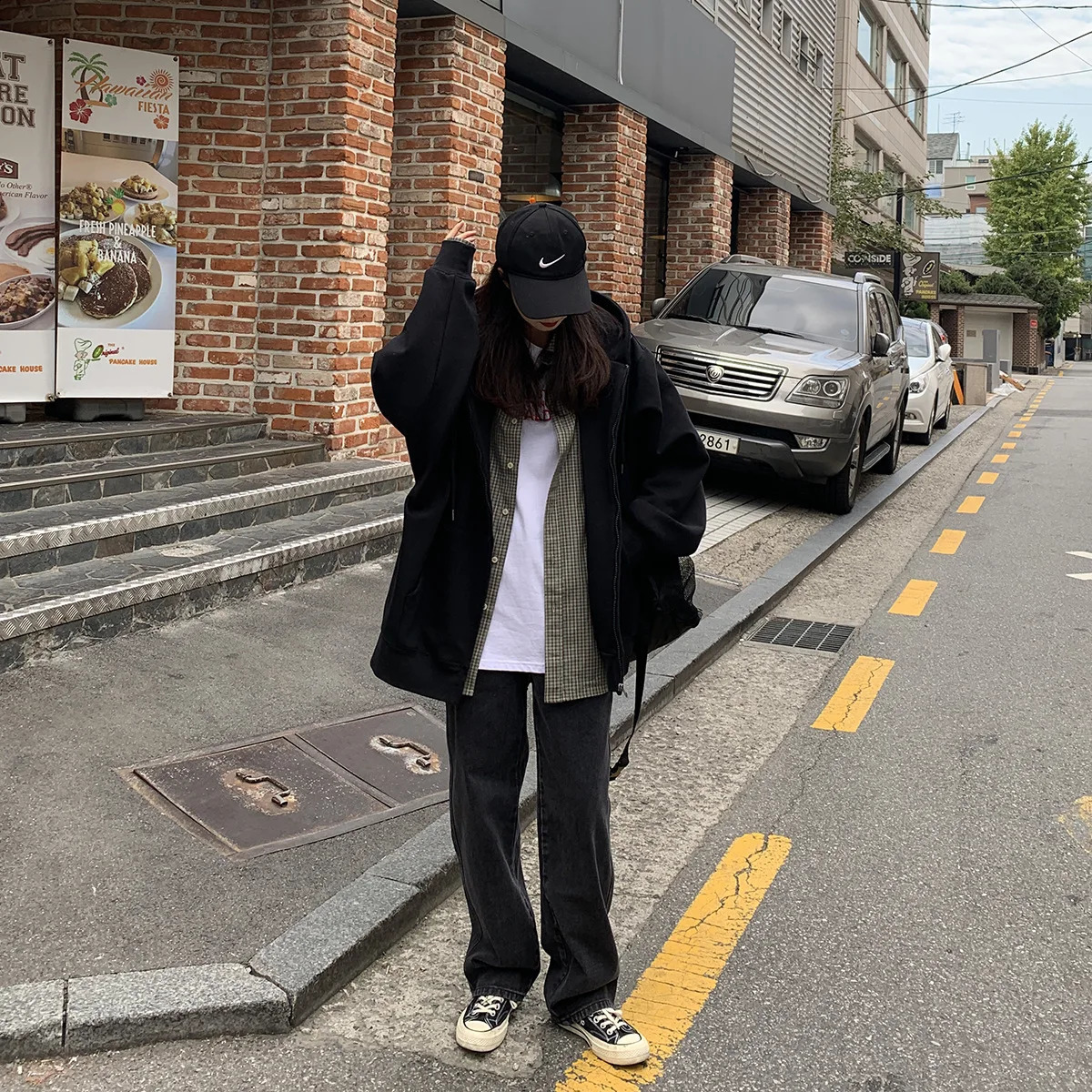Women Hoodies Solid Color Zip Up Pocket Loose Harajuku Korean Sweatshirts Female Long Sleeve Hooded Streetwear Casual Tops 240812