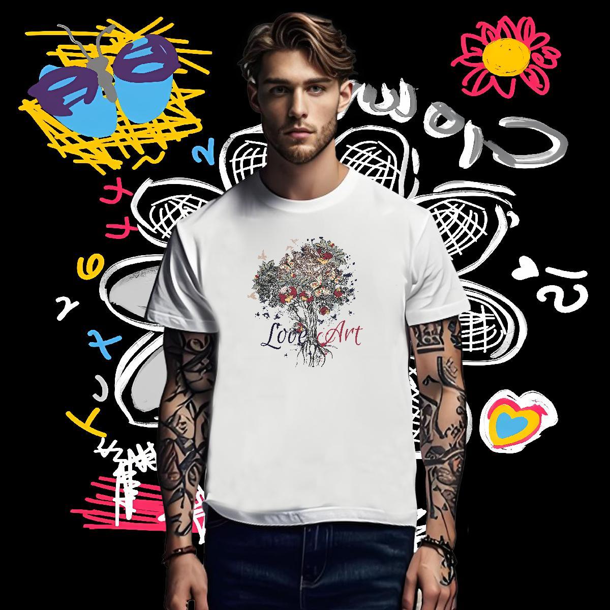 Mens T Shirts 100% Cotton 230g tree Summer Casual Breathable Short Sleeve Custom Anime Men Tops Tees Casual New High Quality Tshirts