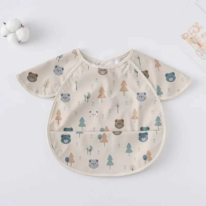 Bibs Burp Cloths New Short Sleeve Washcloth Baby Bibs Cute Waterproof Feeding Apron Bib Soft Burp Cloth For Toddler Boy Girl Bandana BibsL4812