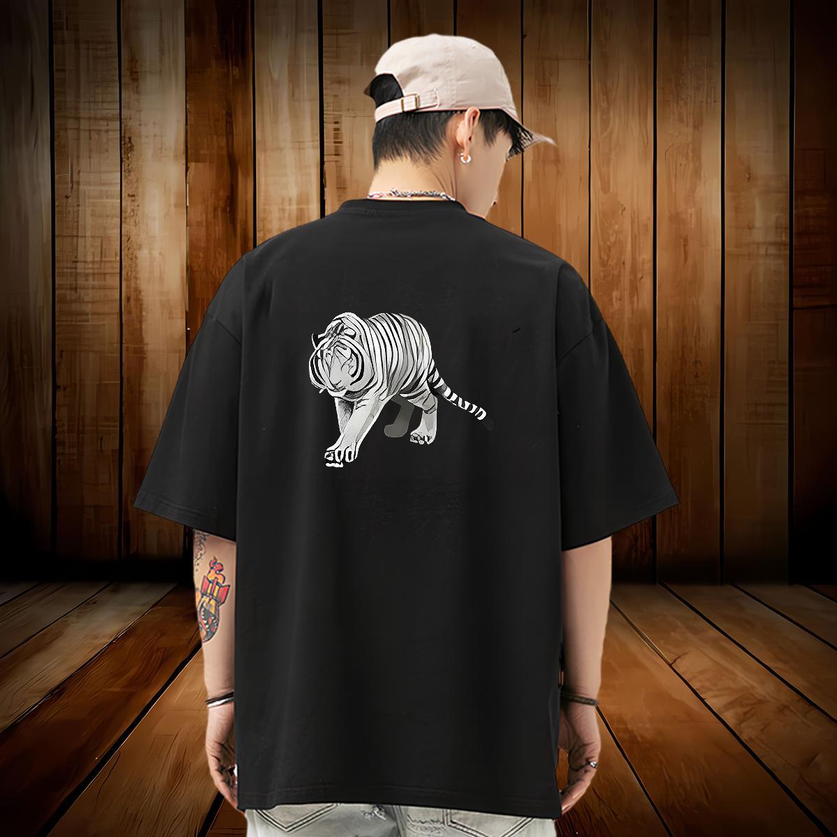 2024 Designer Men Tshirts tiger Casual Daily Wear 230g 100% Cotton Top Tees O-Neck Short Sleeve TOP Quality T Shirts Men Cartoon Print