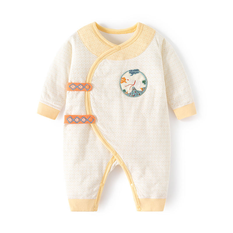 Baby cotton jumpsuit Thin cotton boneless clothing autumn and winter pure cotton newborn butterfly suit baby crawling suit