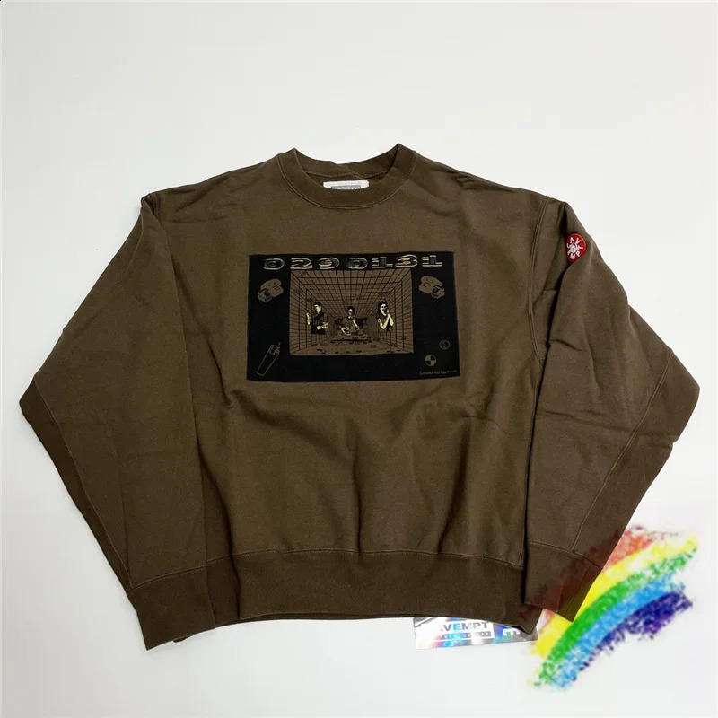 Batik Patchwork Brown Embroidery CAVEMPT C.E Sweatshirts Men Woman Top Version Washed Crewneck Cav Empt Crewneck 240813