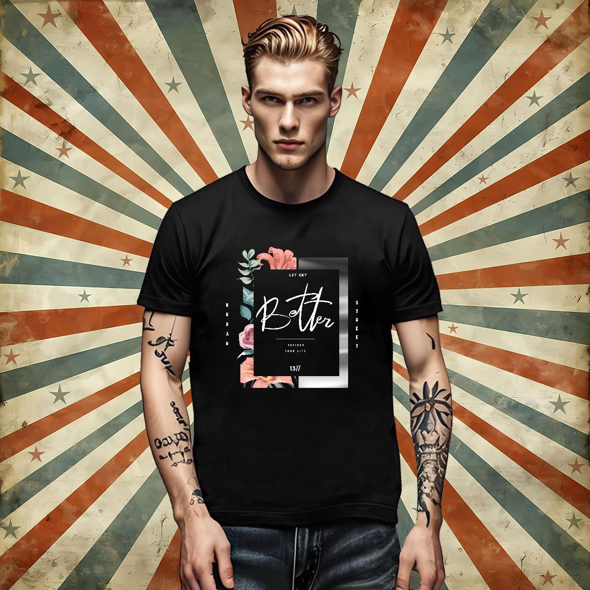 Classic Casual Tshirt for Man Woman flower Casual Beach 100% Cotton 230g Wear Breathable Short Sleeve Unisex T-Shirts for Men Custom Cartoon