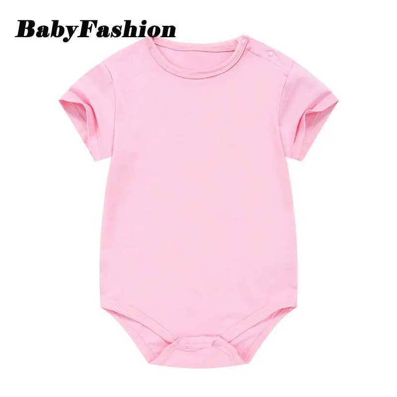 Multi colored soft cotton jumpsuit suitable for infants boys newborns crawling children solid color short sleeves summer jumpsuit girls clothing W2408