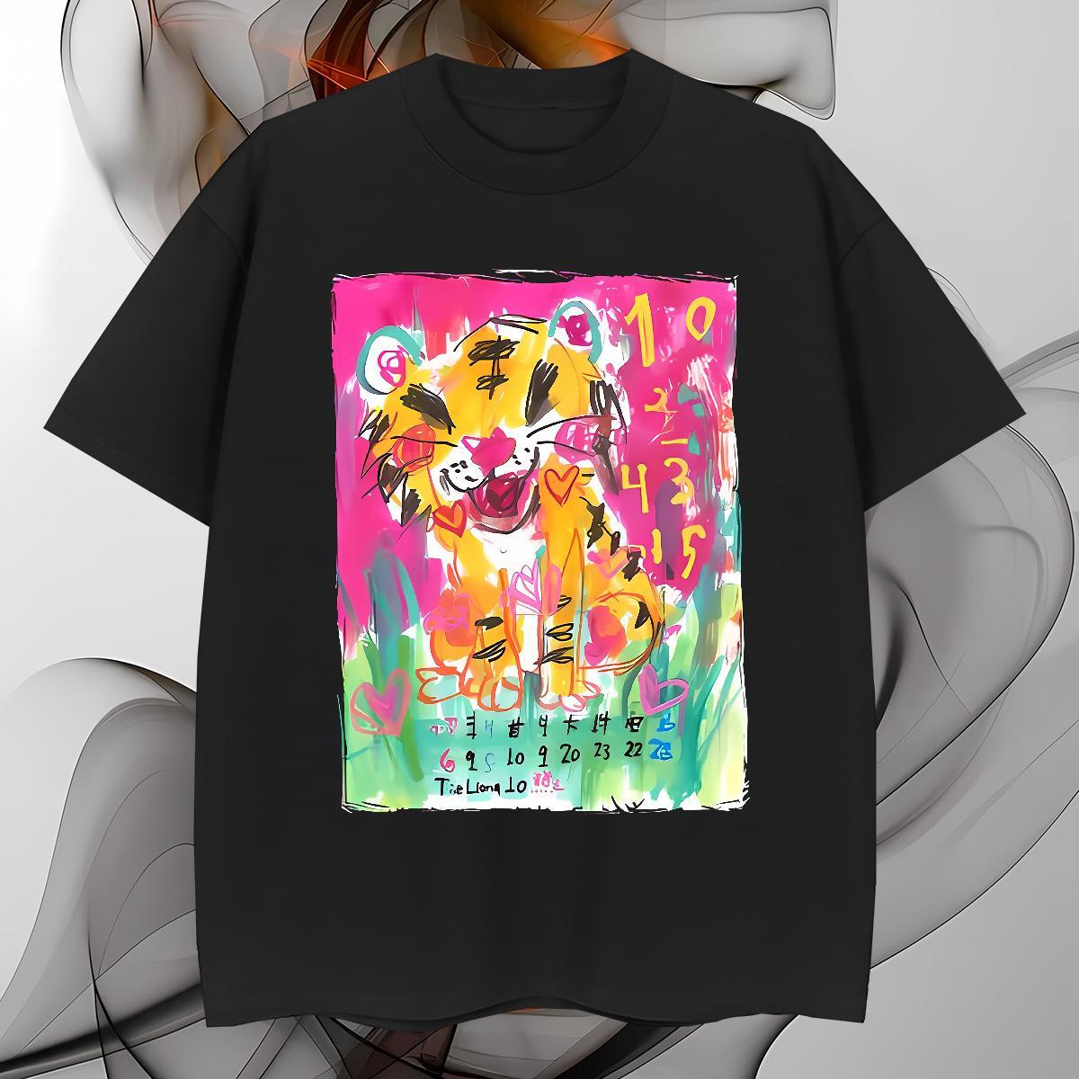 Cool T Shirts Men tiger Breathable Short Sleeve Spring Summer DIY Anime 230g 100% Cotton Men Tees Fashion Casual Wear
