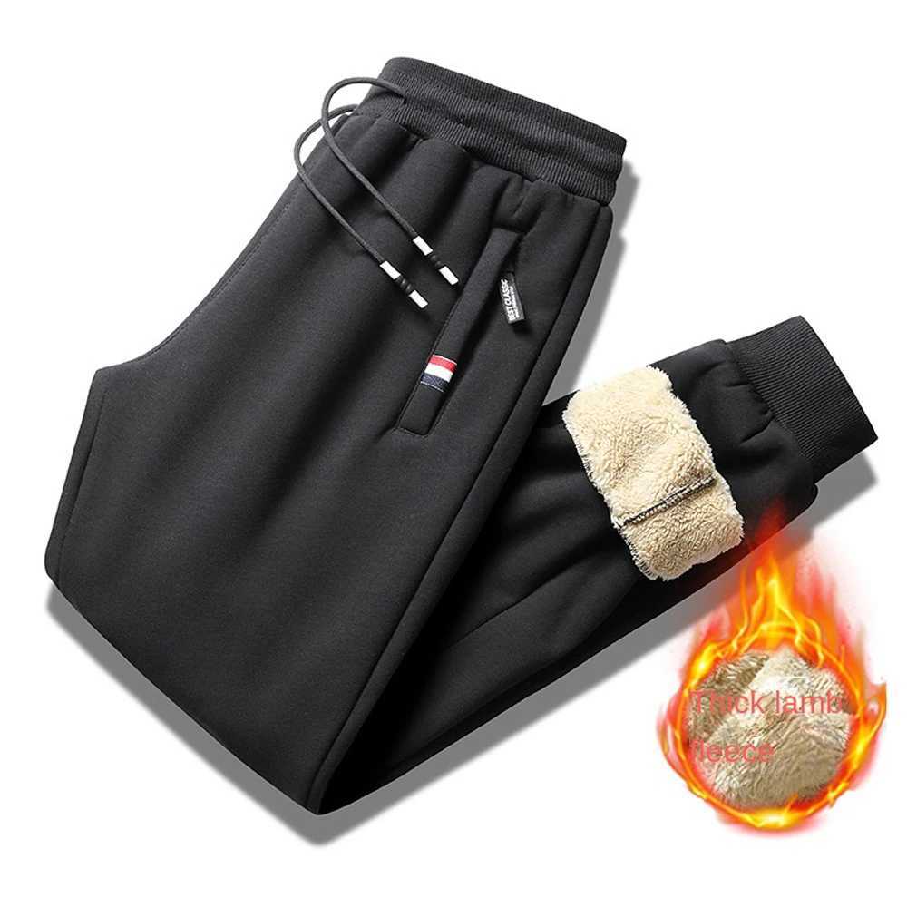 2023 Mens Winter Lamb Wool Thickened Warm Sportswear Mens New Casual Drawstring Jogging Pants Mens High-Quality Cotton PantsXJ240813