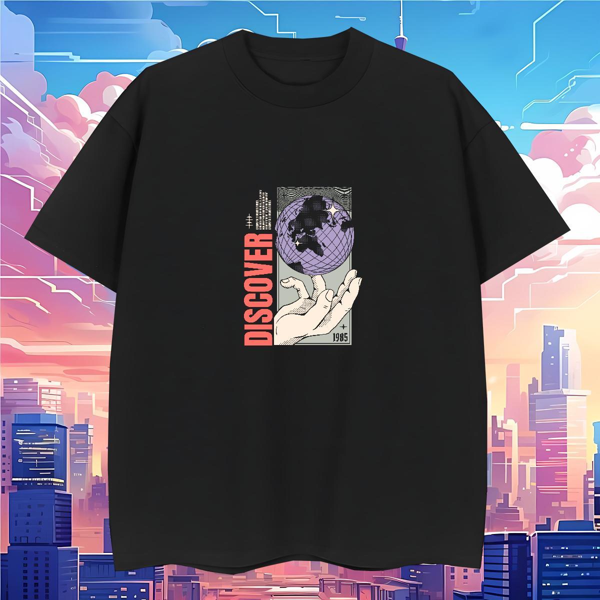 T-Shirts 230g Cotton hands Hip Hop Street Short Sleeve O-Neck Anime Print Men Tees 2024 DIY Designer Tops