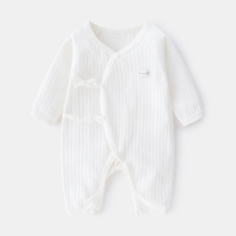 New baby Spring and autumn single-layer onesie soft breathable baby intimate outing clothes pure cotton boneless design clothing
