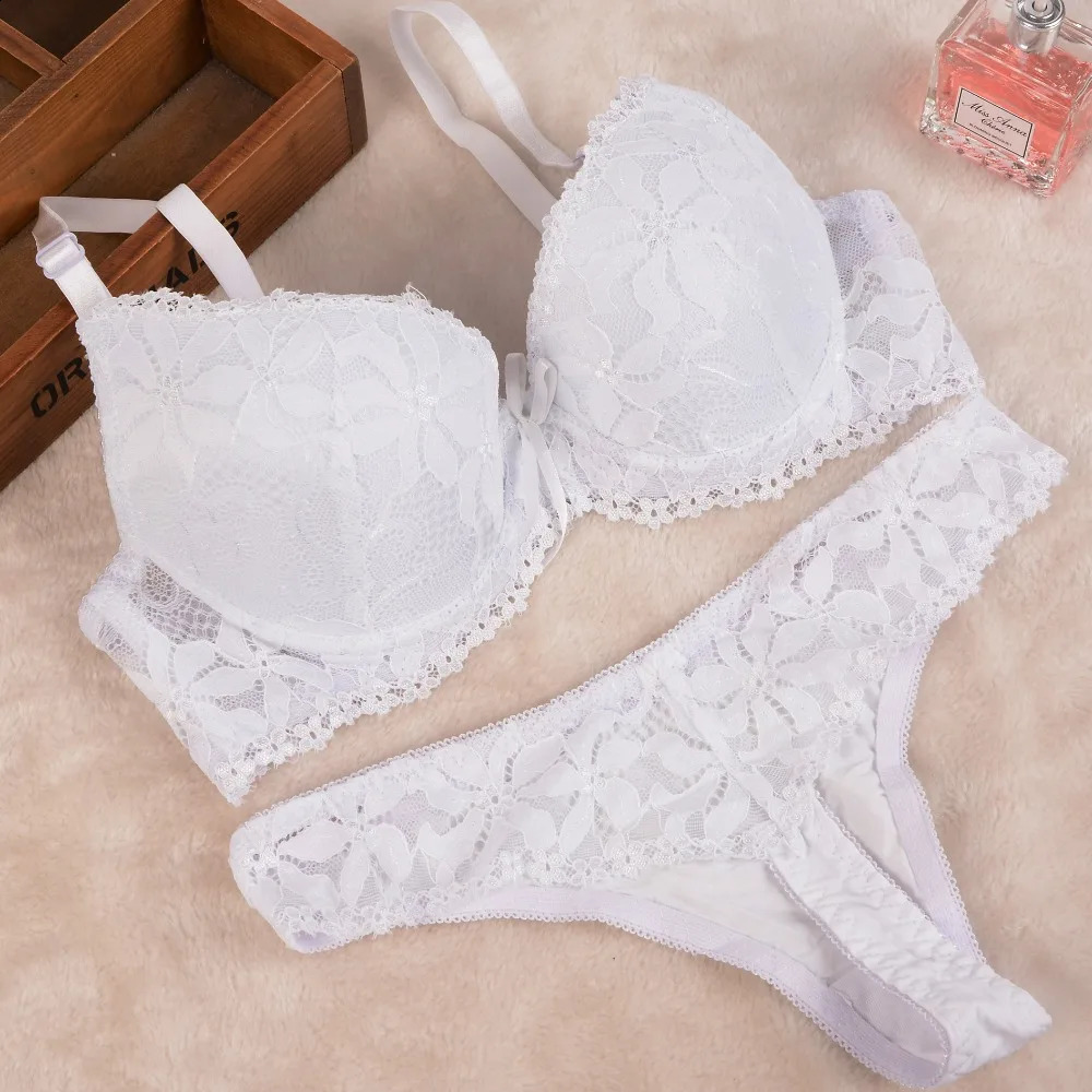 Lace Embroidery Bra Set Women Plus Size Push Up Underwear Set Bra and Panty Set 32 34 36 38 ABC Cup For Female 240812