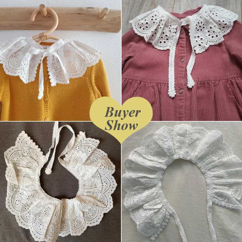 Bibs Burp Cloths Lace Kids Bibs Shawl Cotton Collar Kids Neckwear for Girls All Match Hollow Out Children Girls Scarf Accessories 3-8YL4812