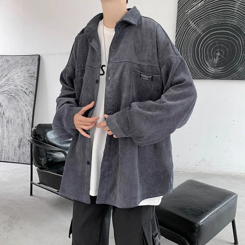 Autumn fashion mens denim work jacket loose fit classic top student casual clothing regular length 240812