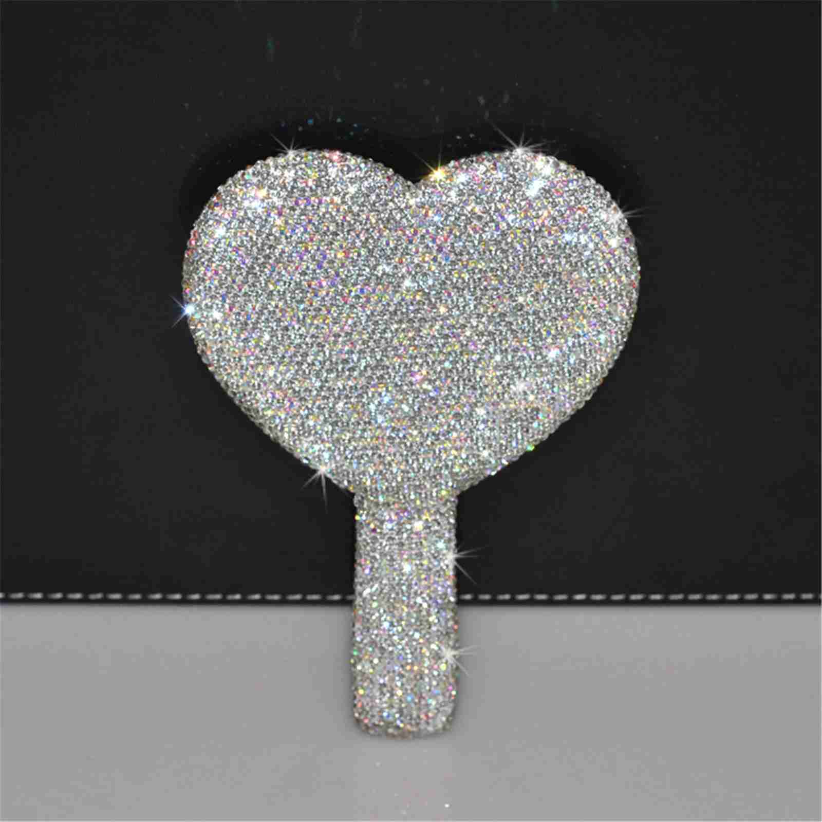 Womens Makeup Compact Mirror Sticking Diamond Hand-held Mirror ABS Fashionable High-end Beauty Handle Mirror Cosmetic MirrorXJ240813