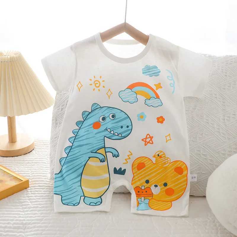 New summer baby crawling clothing newborn childrens jumpsuit boy baby thin girl short sleeved jumpsuit W240812