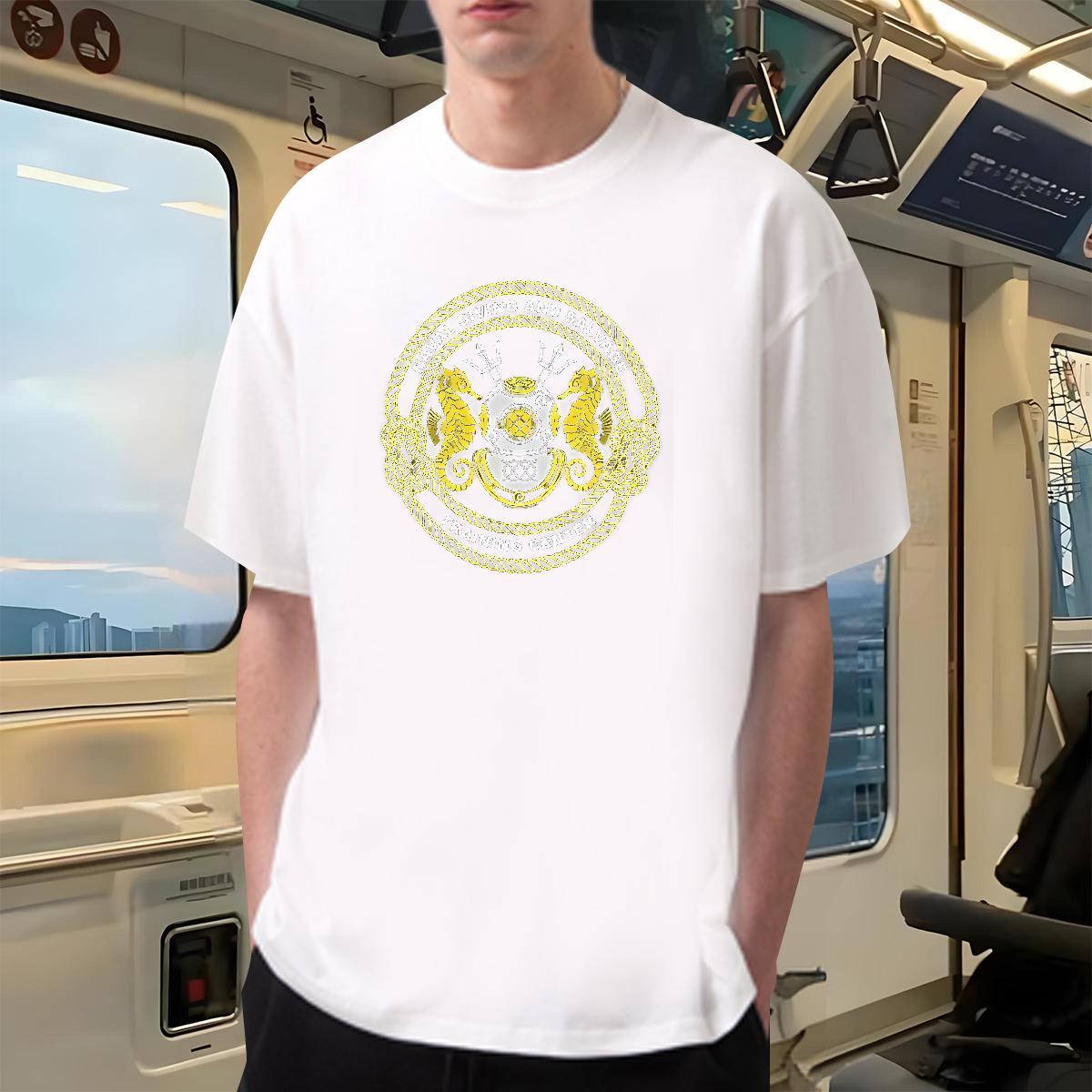 Free Shipping Men Clothes T-Shirt sea horse Daily Outfit 230g Pure Cotton Tops Tees Crew Neck Soft T-Shirts for Men DIY Printed